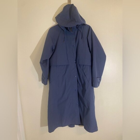 L.L. Bean Full Length Blue Purple Trench Coat Rain Jacket Women’s Small - Picture 2 of 11